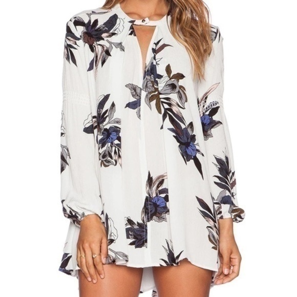 Free people White Combo Electric Orchid tunic Tree Swing Top S barely Preloved - Picture 13 of 15